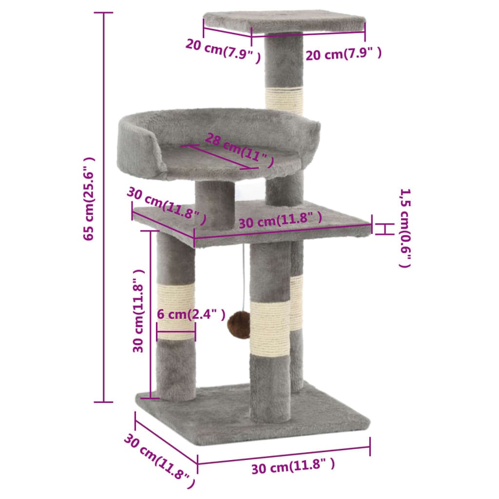 Cat Scratching Post with Sisal Scratching Columns 65 cm Cat